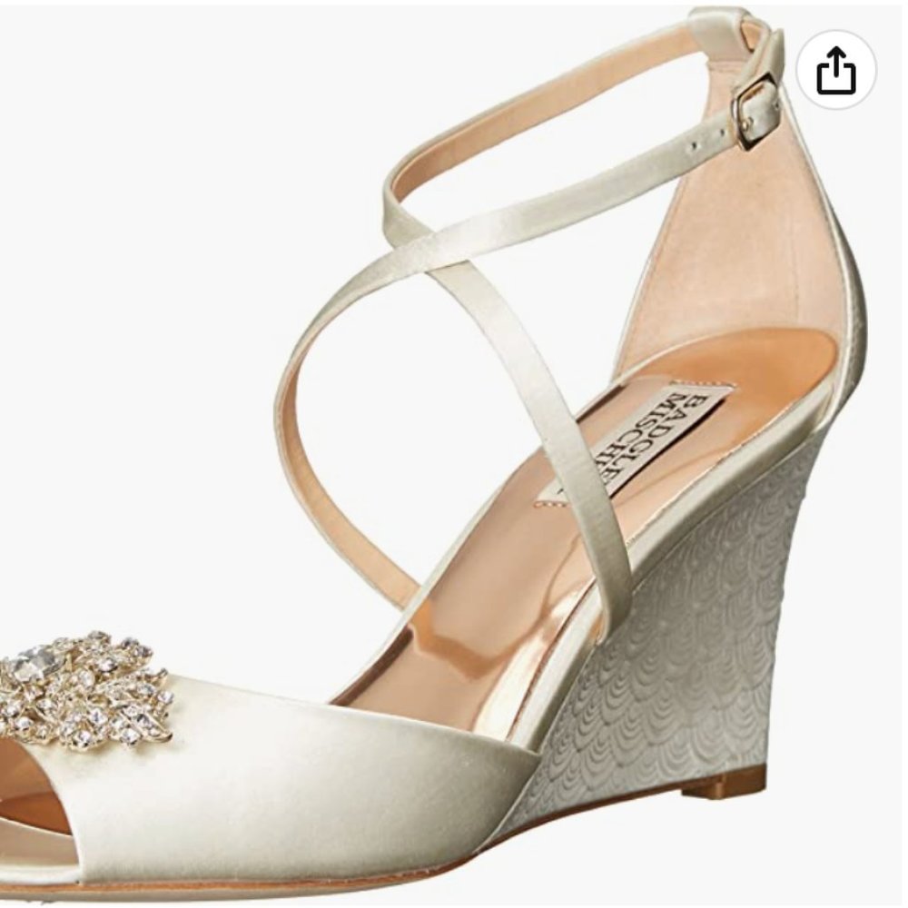 Badgley Mischka Silver Abigail Evening Wedge Sandals